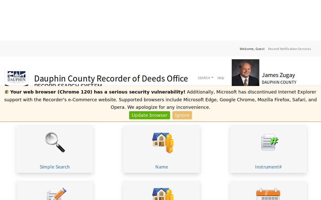 Derry Township residents directory Dauphin County Recorder AcclaimWeb search modes