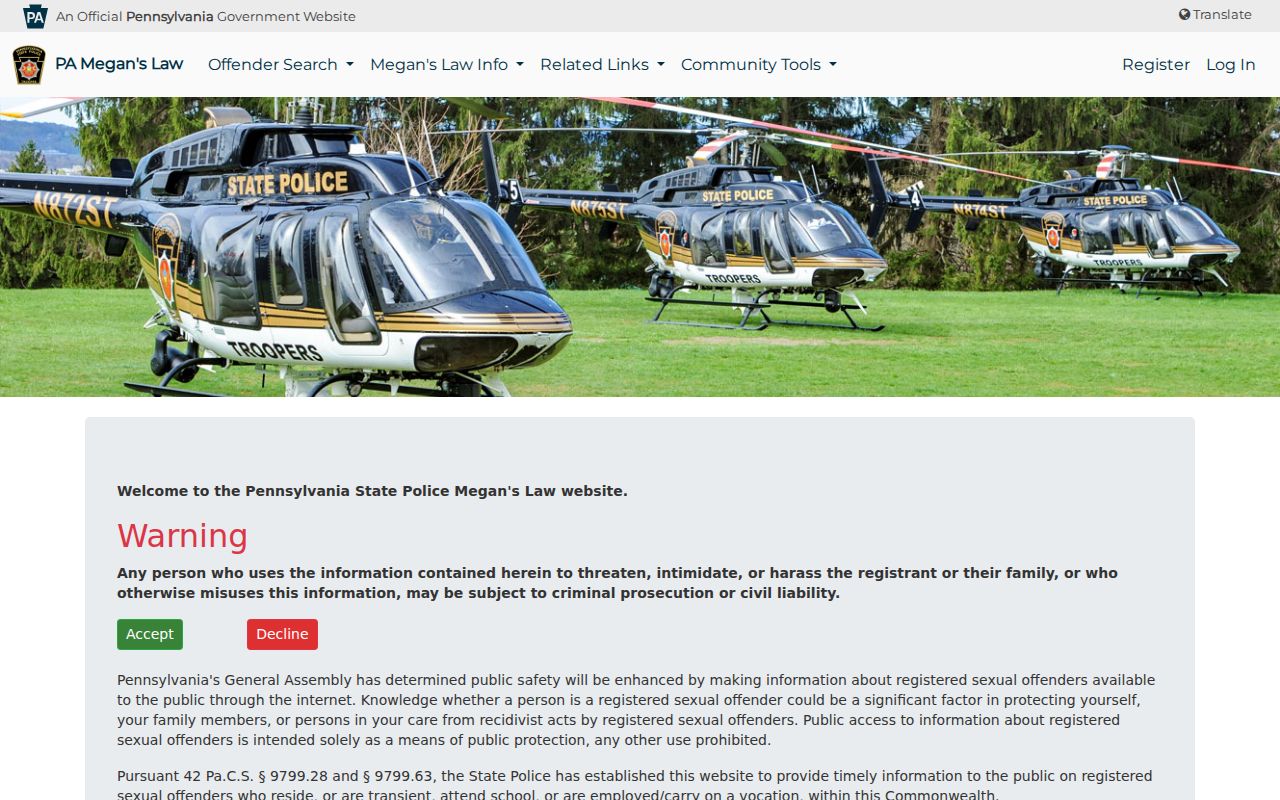 Derry Township resident lookup and Pennsylvania Megan's Law terms