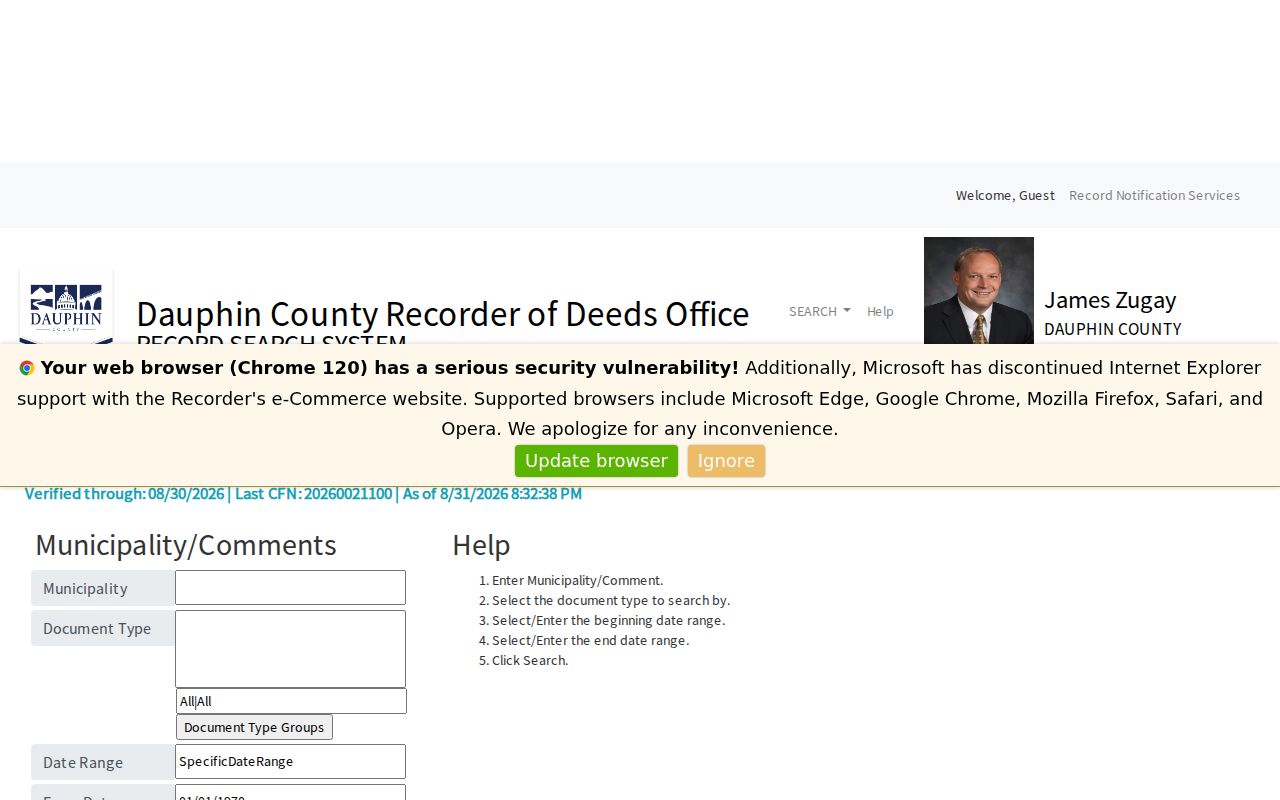 Derry Township street directory Recorder municipality search